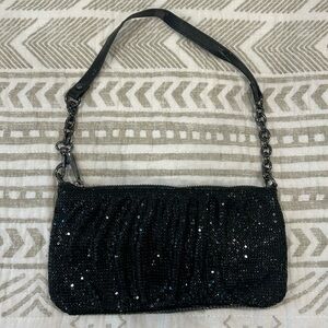 Black‎ mesh clutch with strap/ wristlet